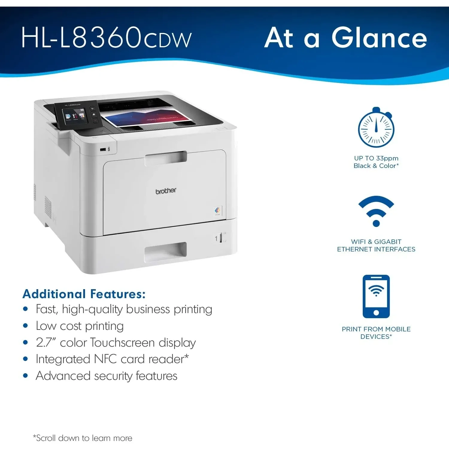 Brother A4 Colour Laser Printer Wireless Hl-l8360cdw