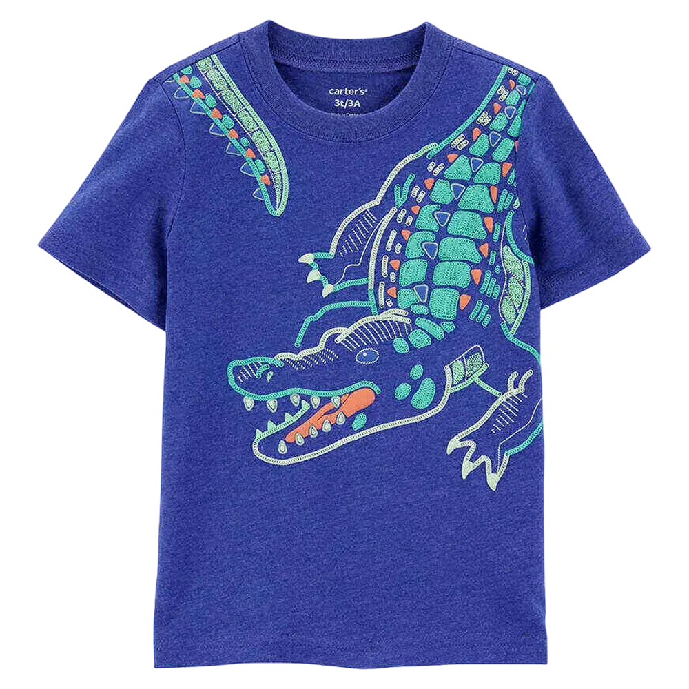 Carter's Boys Dress Toddler's Gator T-shirt Blue Size 2 T
