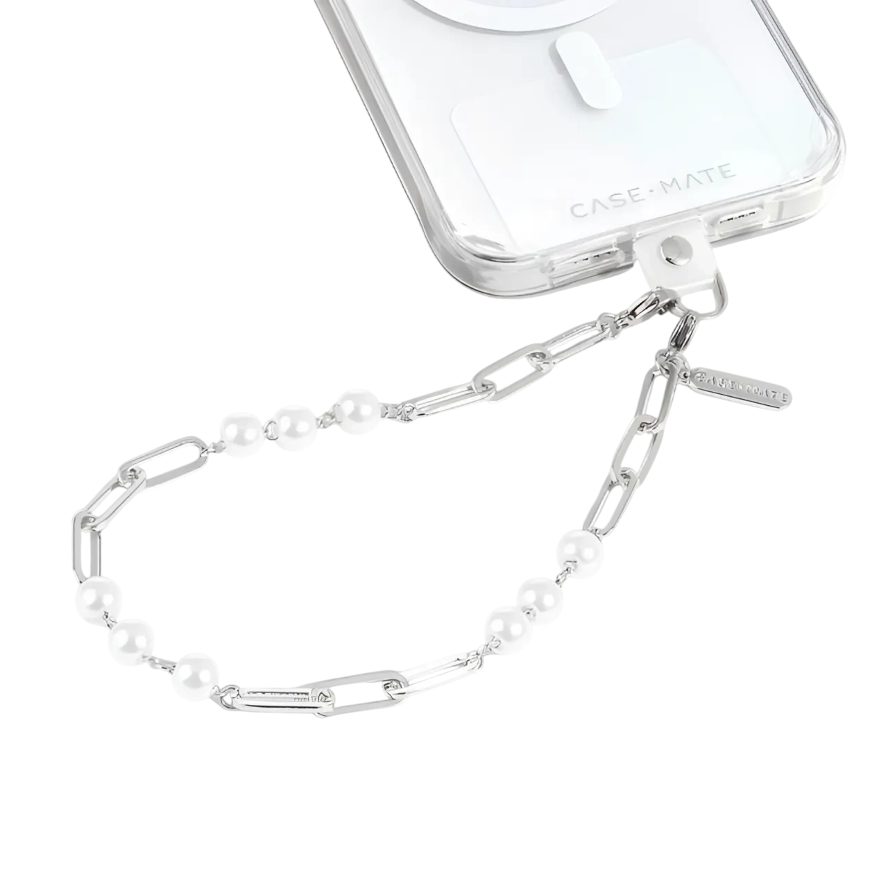 Case-Mate Phone Charm Linked Chain Silver Pearl Cm-cm052356