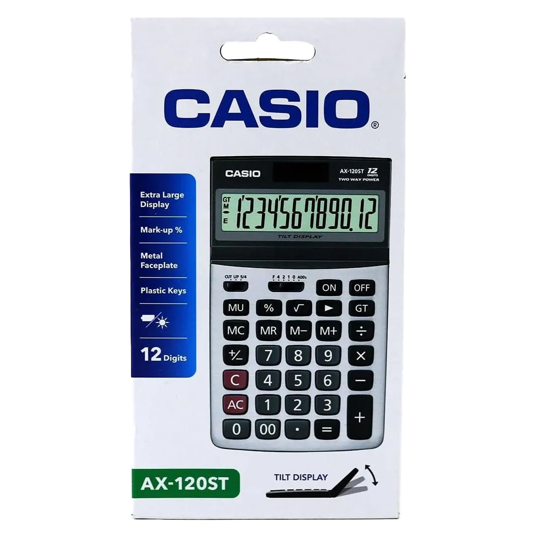 Casio 12-digit Compact Desk Type Practical Calculators Ax-120st