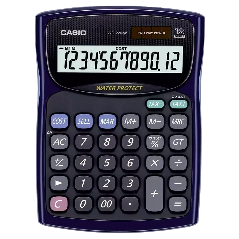 Casio Desk Calculator 12-digit Wd-220ms-bu