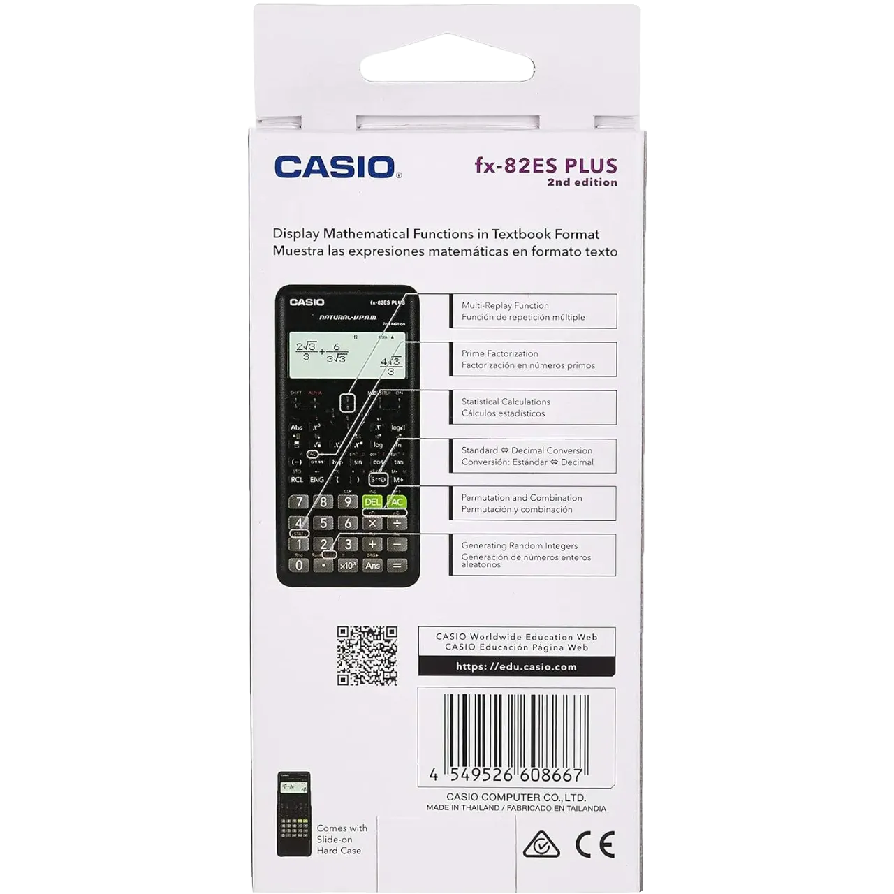 Casio Fx-82Es Plus 2Nd Edition Non-Programmable Scientific Calculator 252 Functions Black