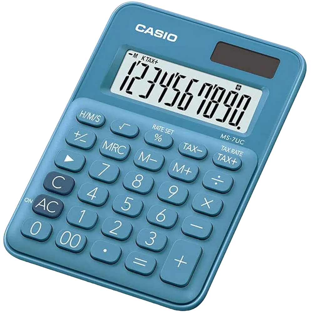 Casio Mini Desk Calculator Blue Ms-7uc-bu-n-dc