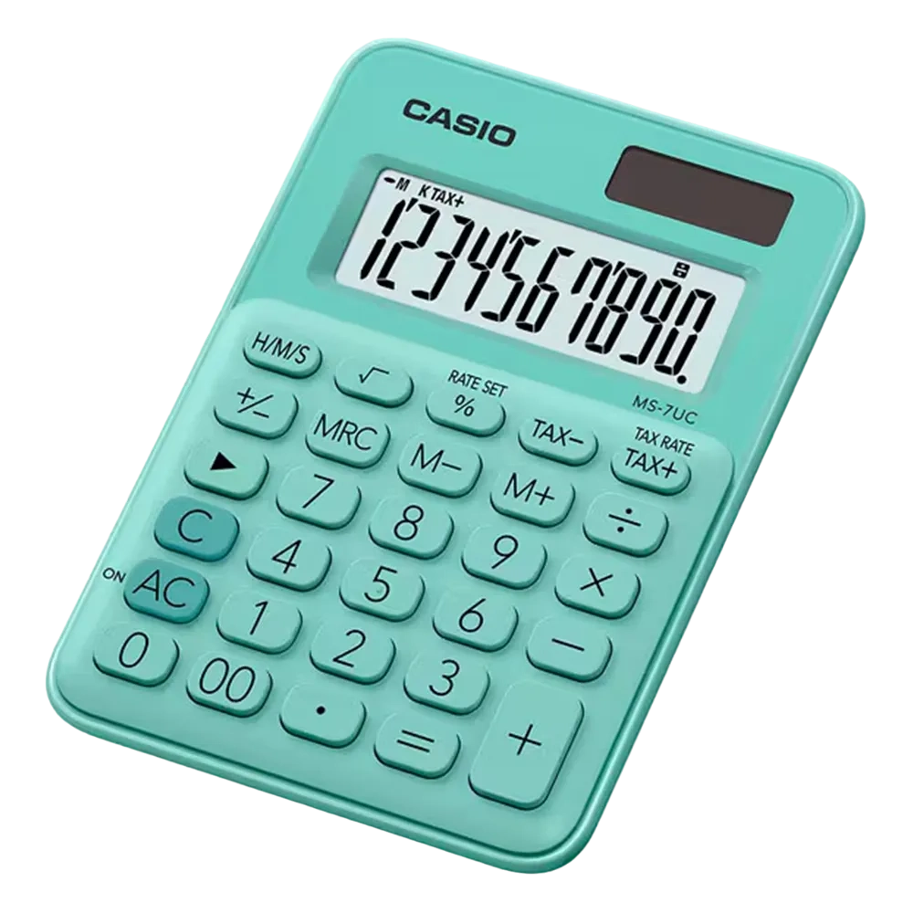 Casio Mini Desk Calculator Green Ms-7uc-gn-n-dc
