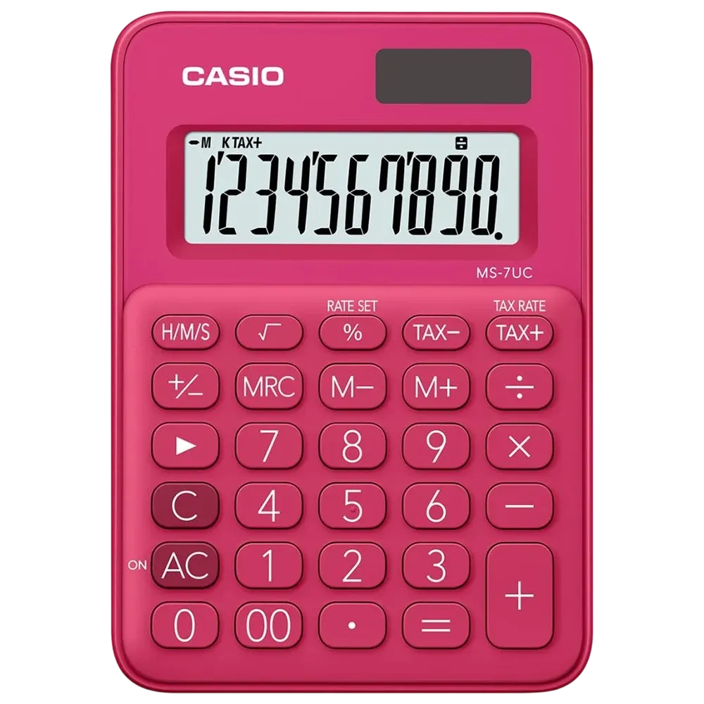 Casio Mini Desk Calculator Red Ms-7uc-rd-n-dc