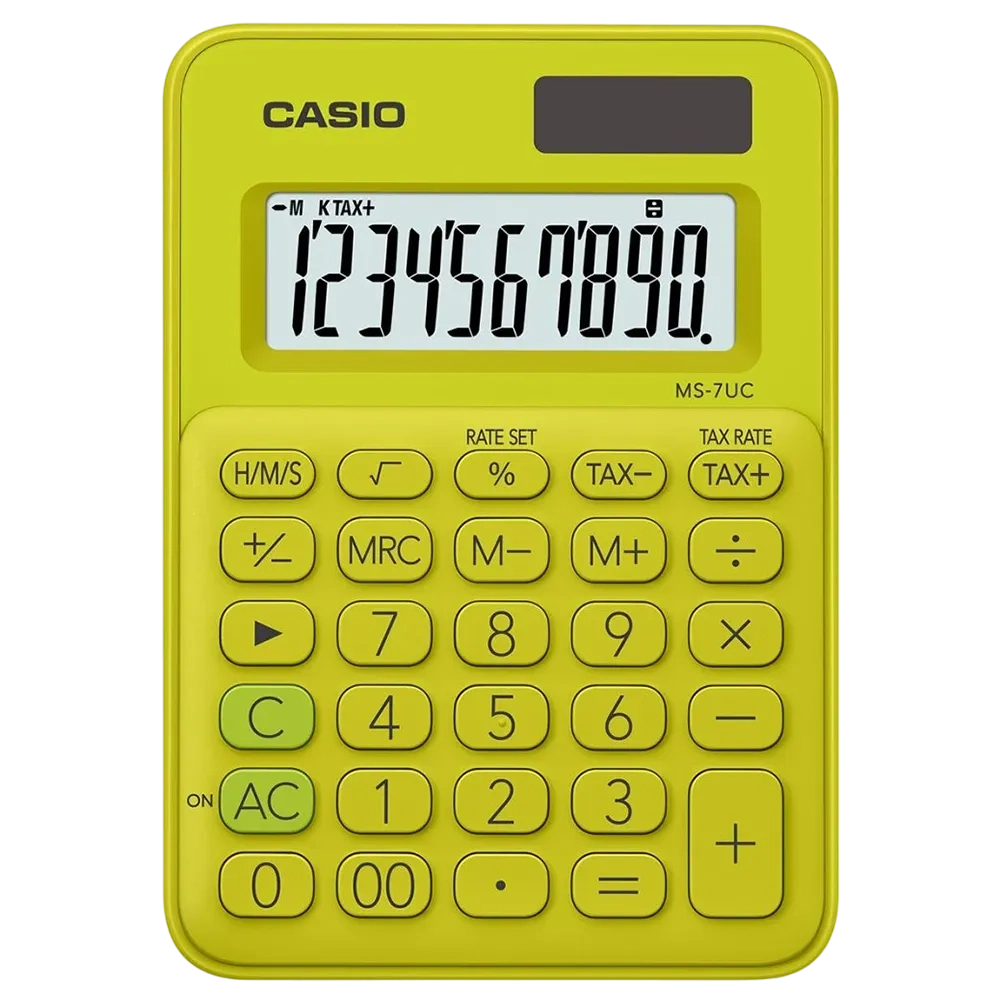 Casio Mini Desk Calculator Lime Green Ms-7uc-yg-n-dc