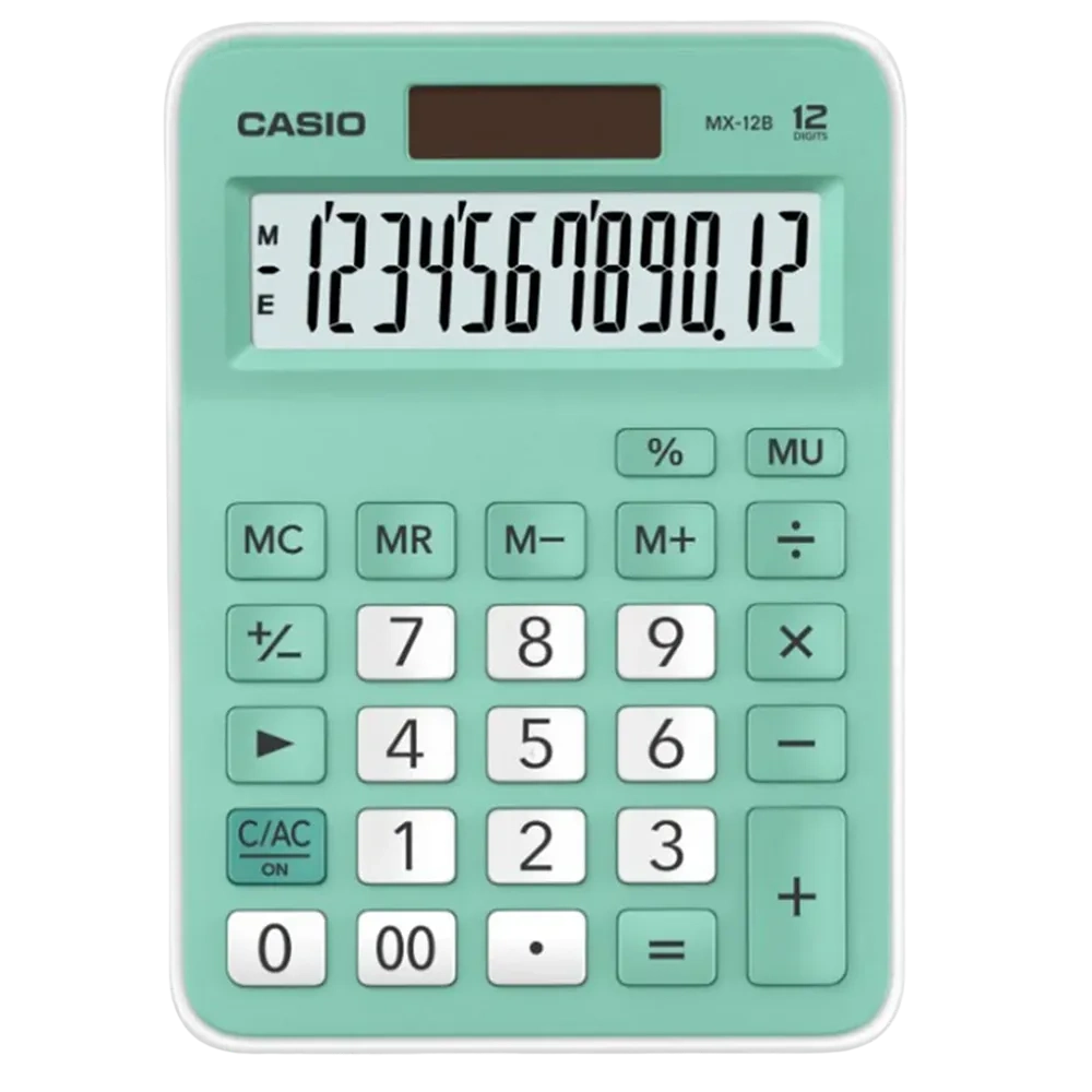 Casio Table Calculator 12 Digits Green Mx-12b-gn-w-dc