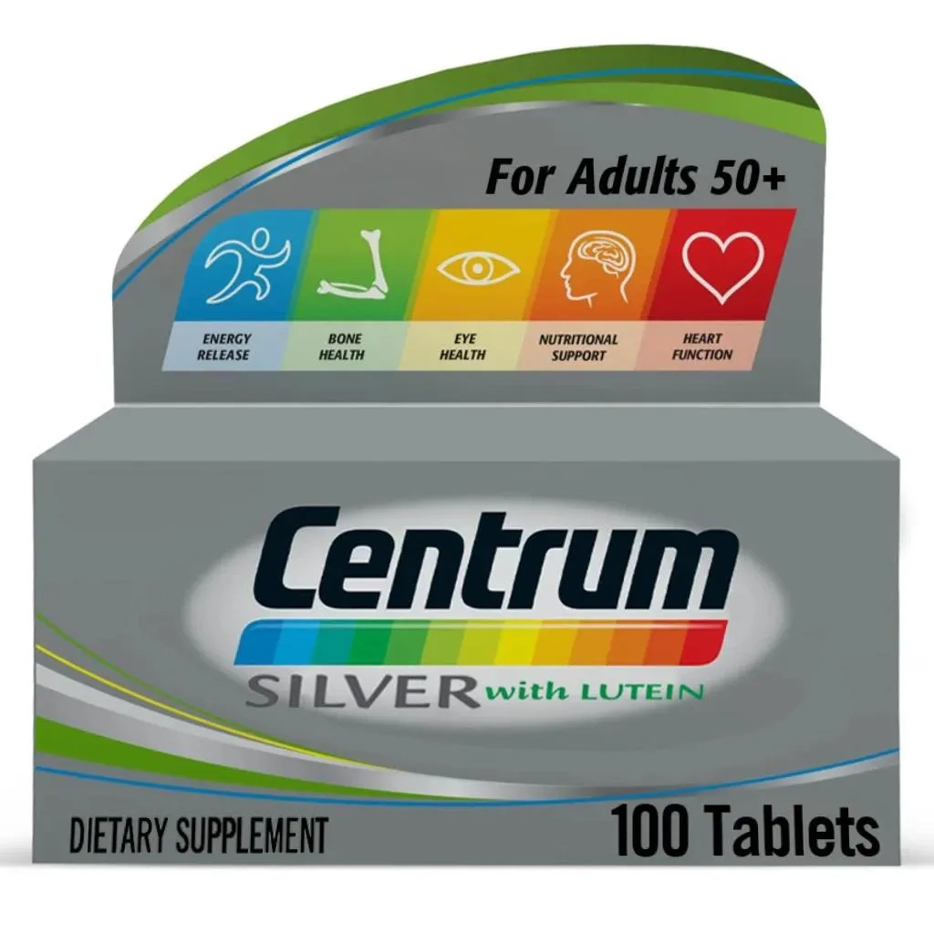 Centrum Silver With Lutein 50+ Adult Multivitamin Supplement Tablets, Pack Of 100's
