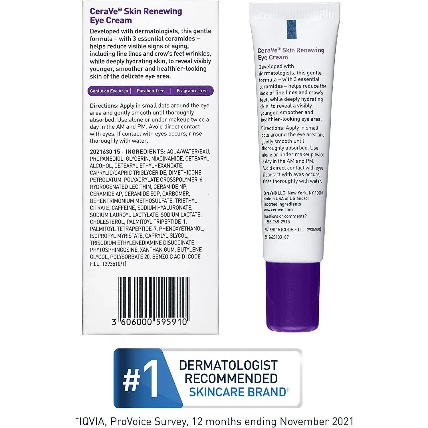 Cerave Eye Cream For Wrinkles Under Eye With Caffeine, Peptides,Ophthalmologist Tested 14.2 G