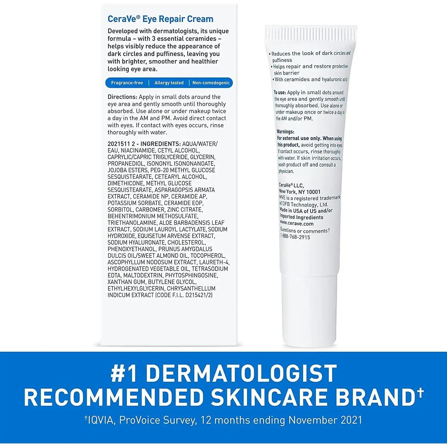 Cerave Eye Repair Cream Under Eye Cream For Dark Circles And Puffiness Delicate Skin Under Eye Area 14 Ml