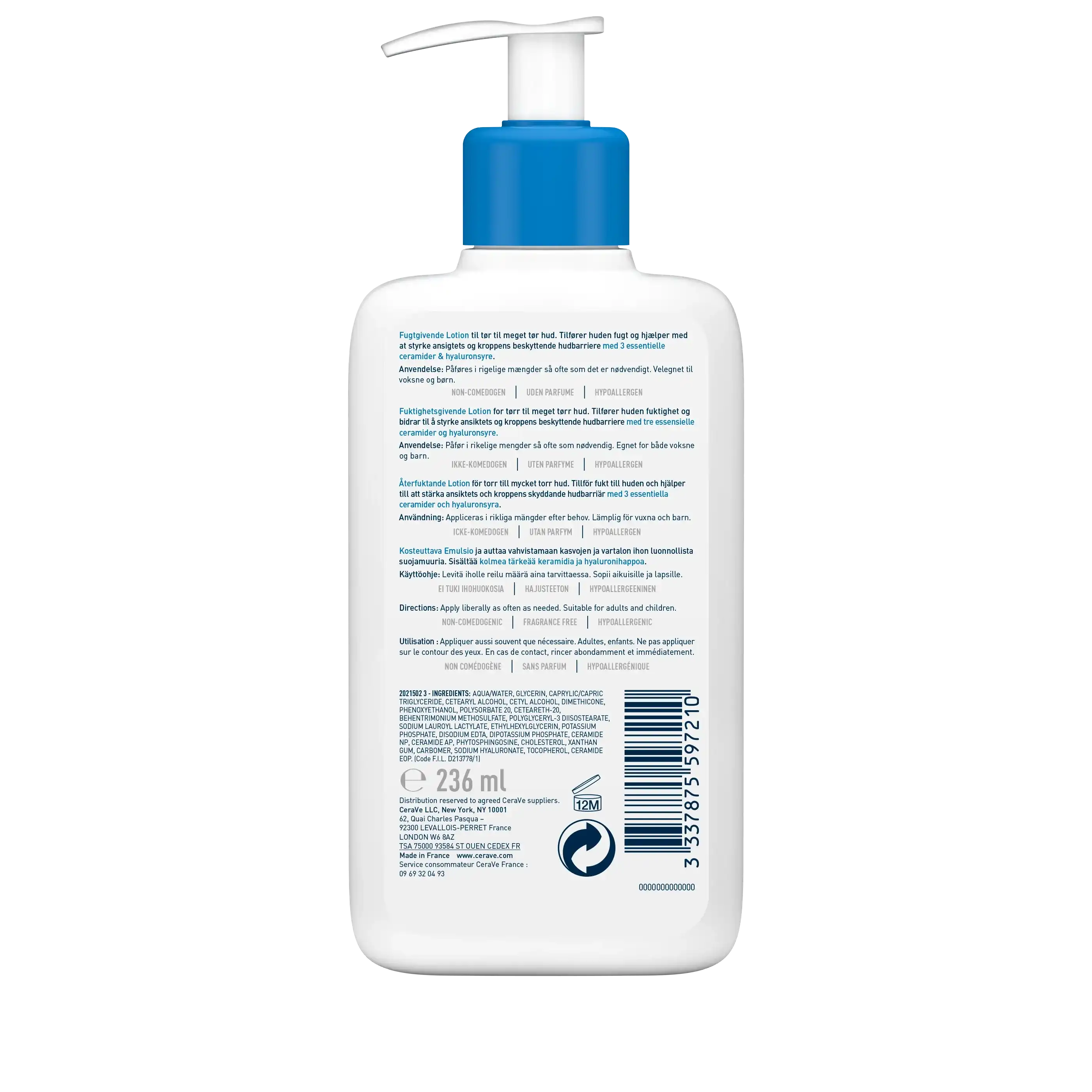 Cerave Moisturizing Lotion Non-Comedogenic For Dry To Very Dry Skin 236 Ml