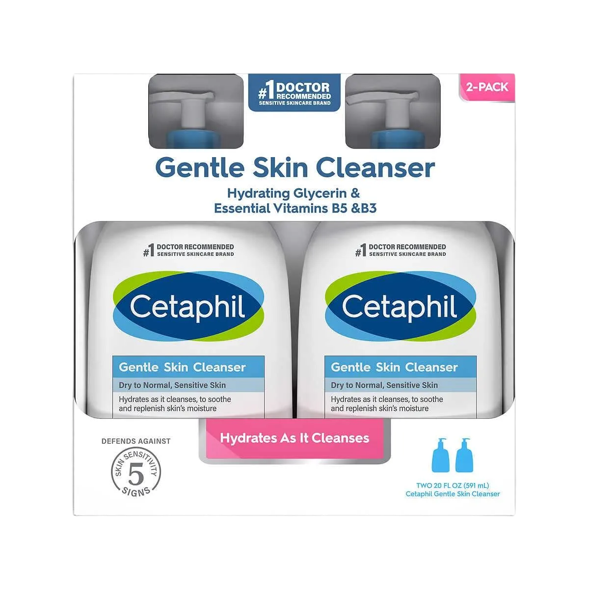 Cetaphil Hypoallergenic Gentle Skin Cleanser With Paraben, Oil And Fragrance Free, 2 X 591Ml