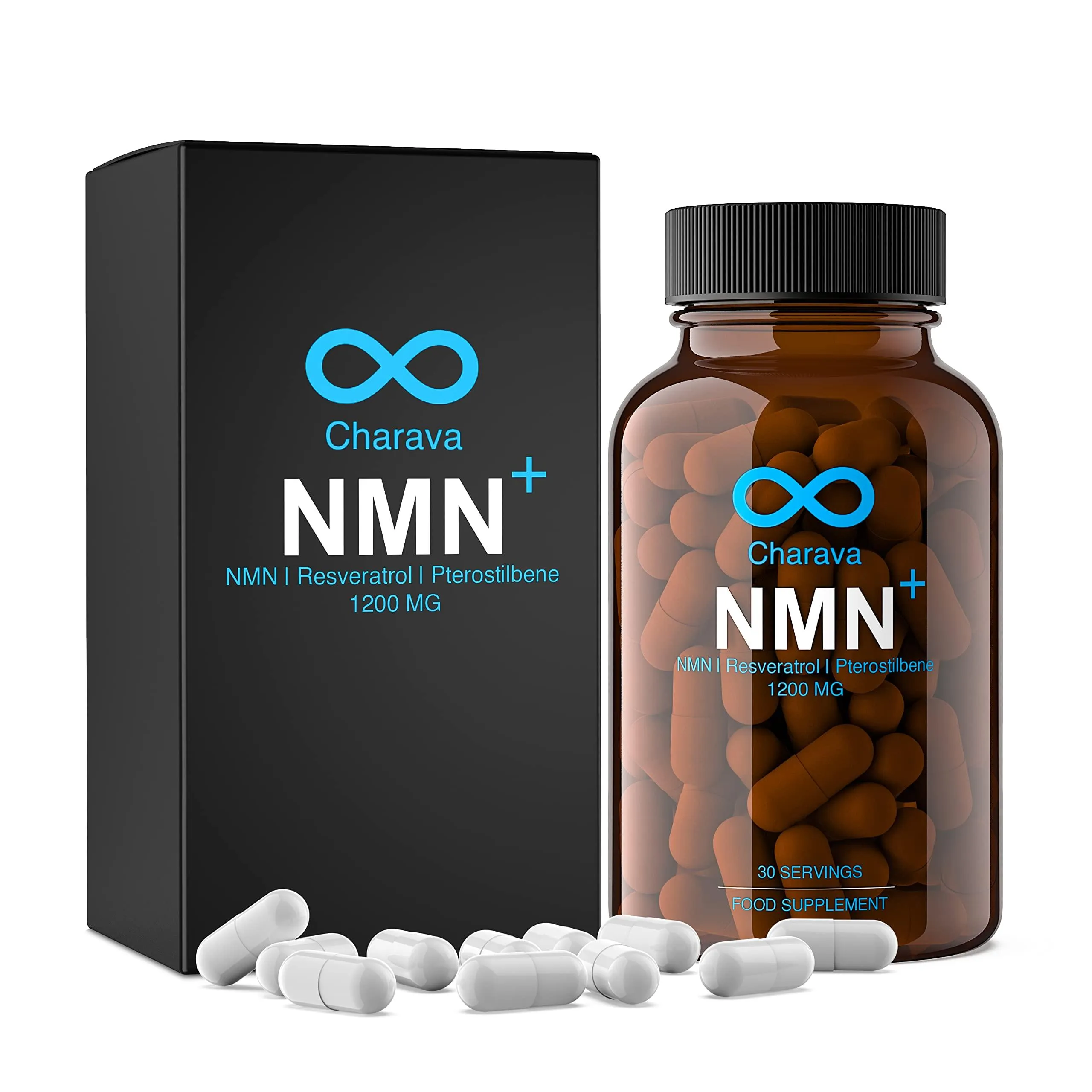 Charava Nmn+ Resveratrol & Pterostilbene 1200mg Antiaging Supplement Capsules, Pack Of 60’s