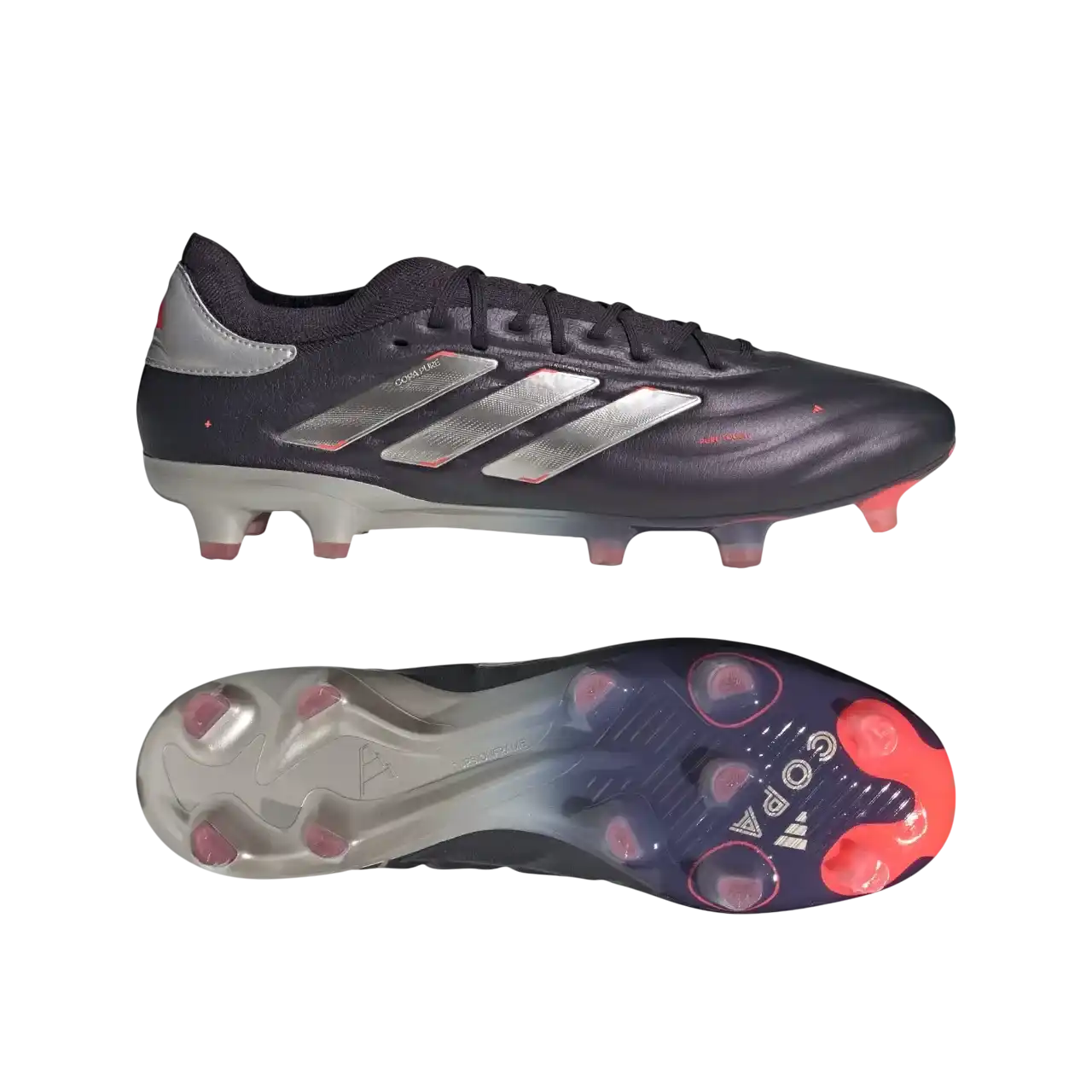 Adidas Copa Pure 2 Elite Knit Firm Ground Boots Aurora Black / Platinum Metallic / Turbo Size 40