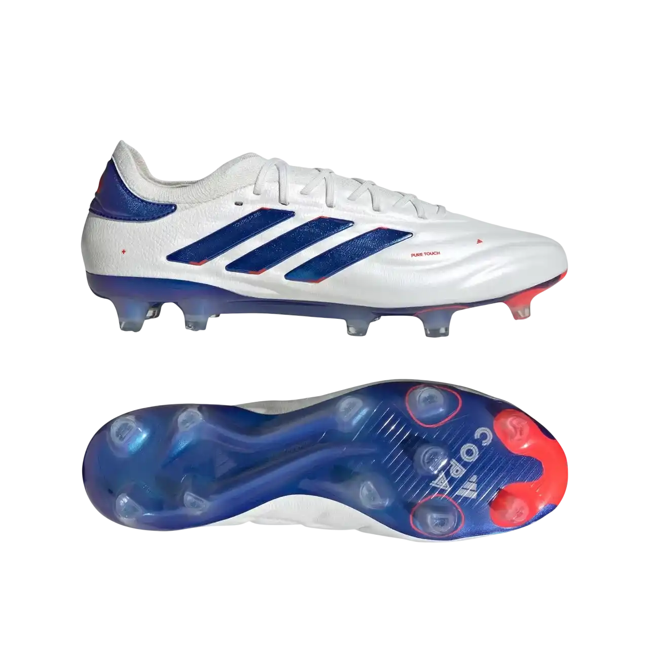 Adidas Copa Pure 2 Elite Knit Firm Ground Boots Cloud White / Lucid Blue / Solar Red Size 40 2/3