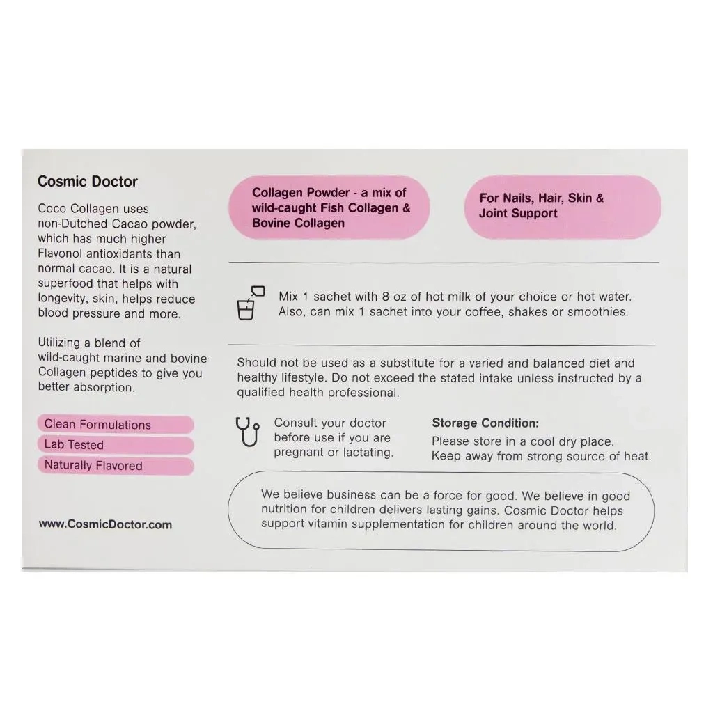 Cosmic Doctor Coco Collagen Supplement Sachets Spicy Chocolate Flavour, Pack Of 30's