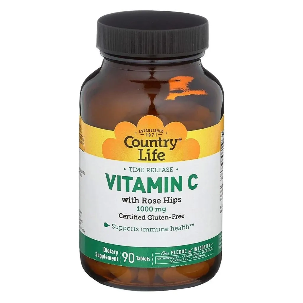 Country Life Antioxidant Vitamin C 1000 Mg With Rose Hips Tablets For Immune Support, Pack Of 90's