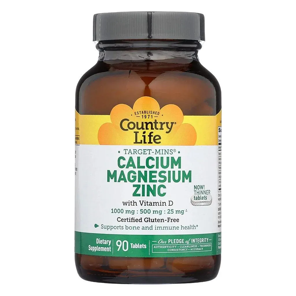 Country Life Calcium Magnesium & Zinc Tablet With Vitamin D For Bone & Immune Health, Pack Of 90's