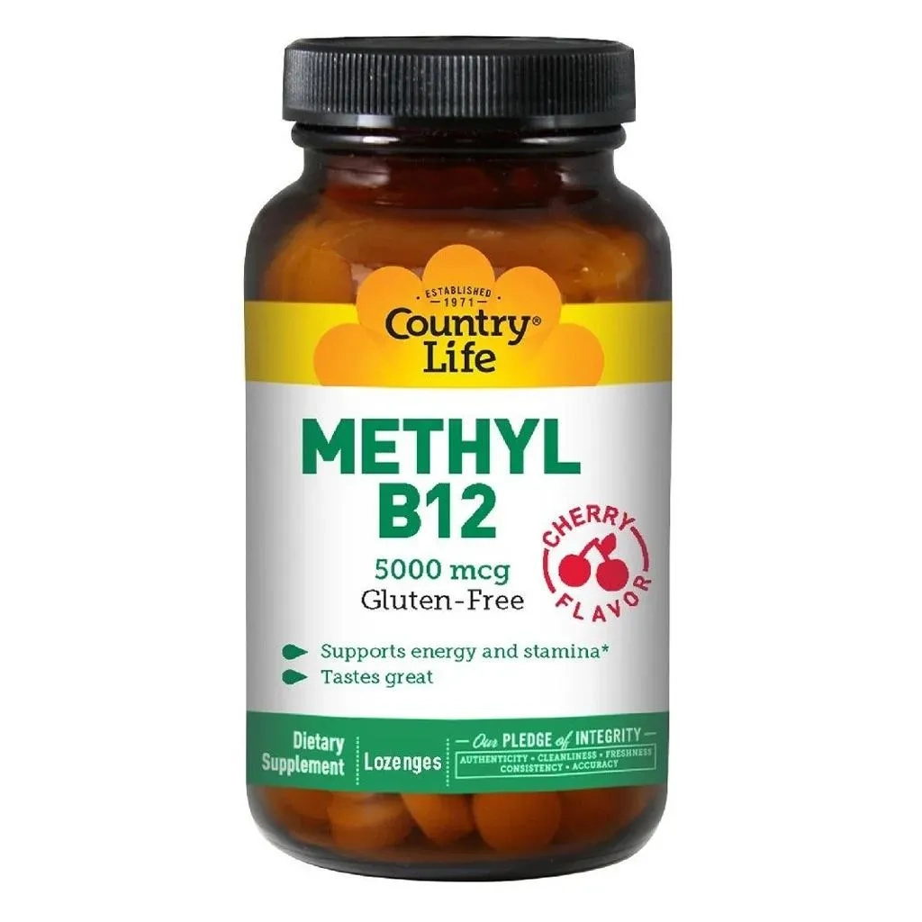 Country Life Methyl B12 5000 Mcg Cherry Flavor Lozenges For Energy Support, Pack Of 60's