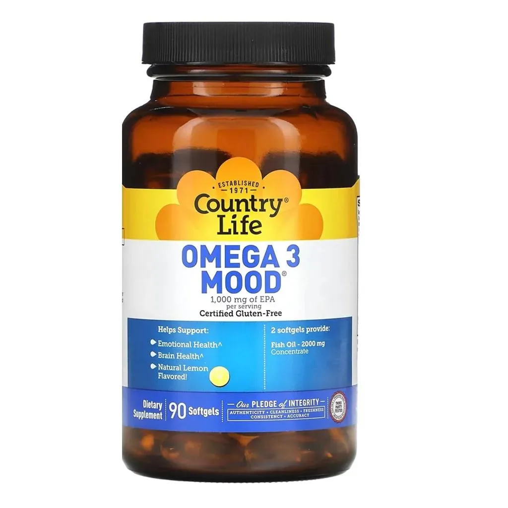 Country Life Omega 3 Mood 2000mg Fish Oil Supplement Softgels, Pack Of 90's