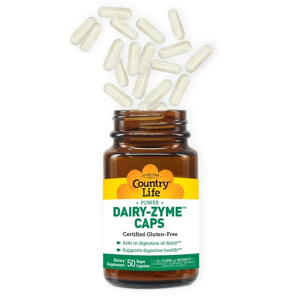 Country Life Power Dairy-zyme Digestive Enzyme Supplement Capsules, Pack Of 50 's