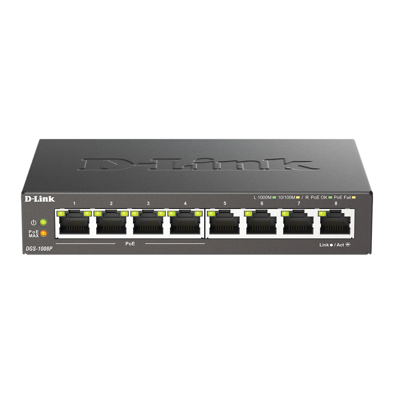 D-link Poe Switch 8 Port Ethernet Gigabit Unmanaged Desktop Switch With 4 Poe Ports 68w Budget Dgs1008p Black