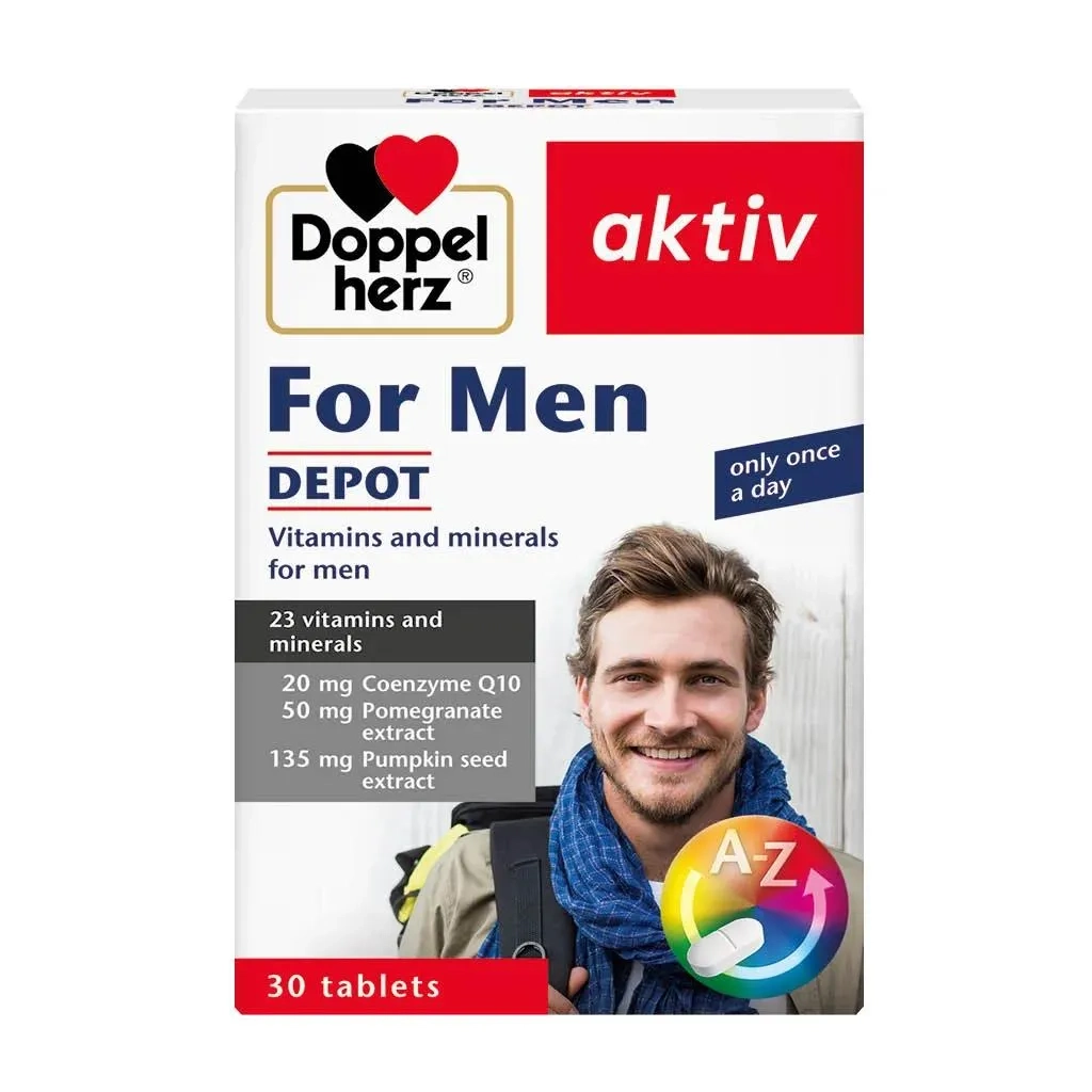 Doppelherz Aktiv Men's Multivitamins & Minerals Depot Supplement Tablets, Pack Of 30's