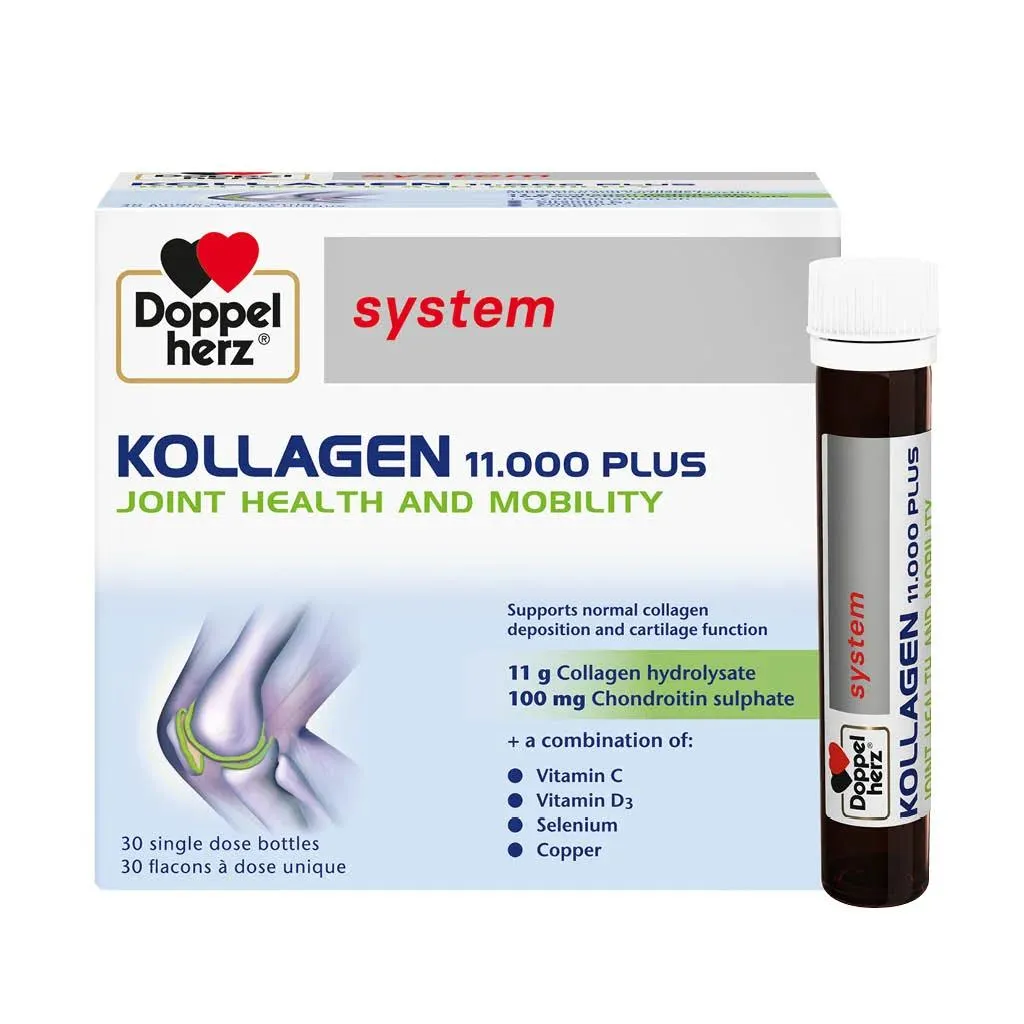 Doppelherz Kollagen 11.000 Plus Drinkable Collagen Supplement For Joint Health, Single Dose Phials, Pack Of 30's