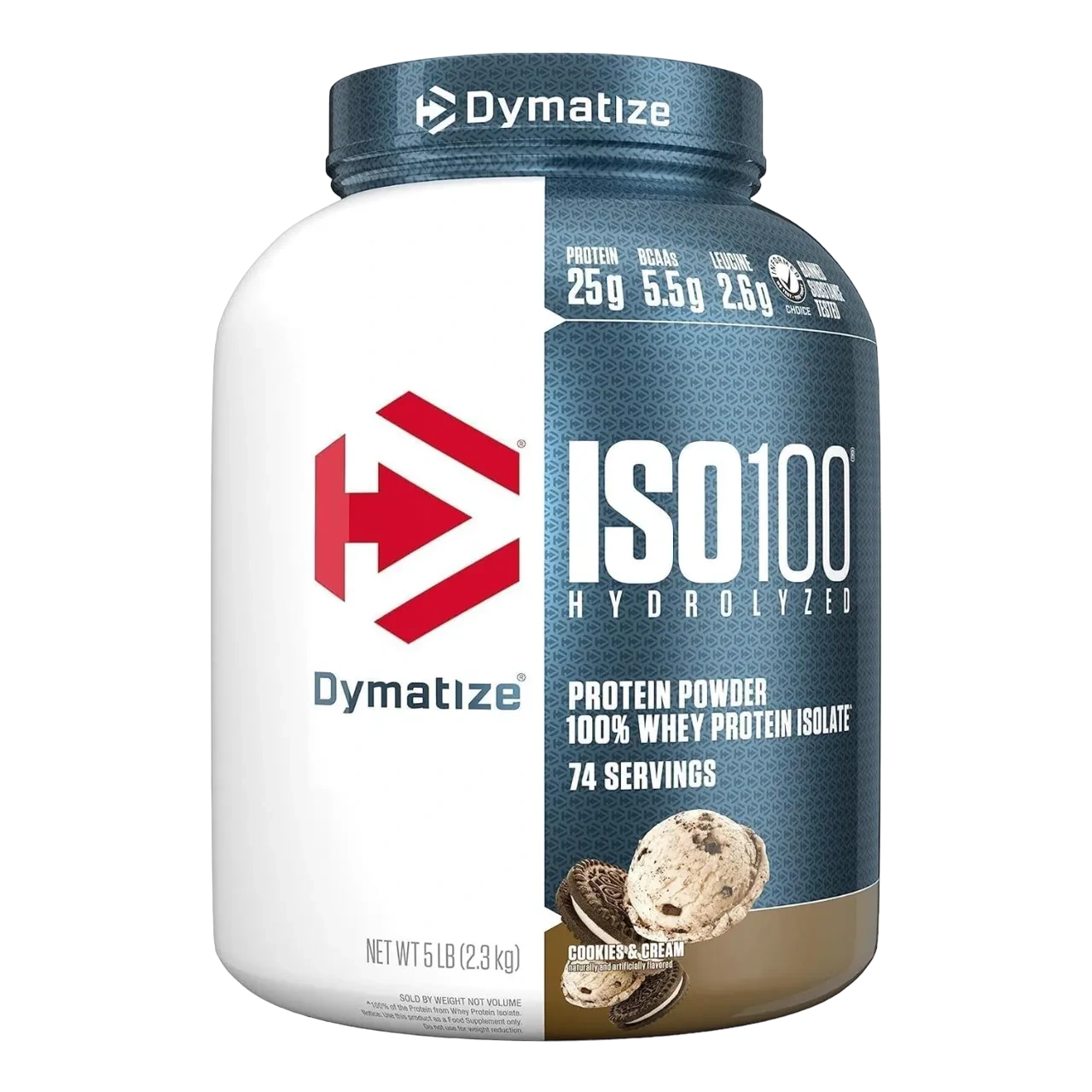 Dymatize Iso 100 Whey Protein Powder With 25G Of Hydrolyzed 5 Lb Cookies & Cream