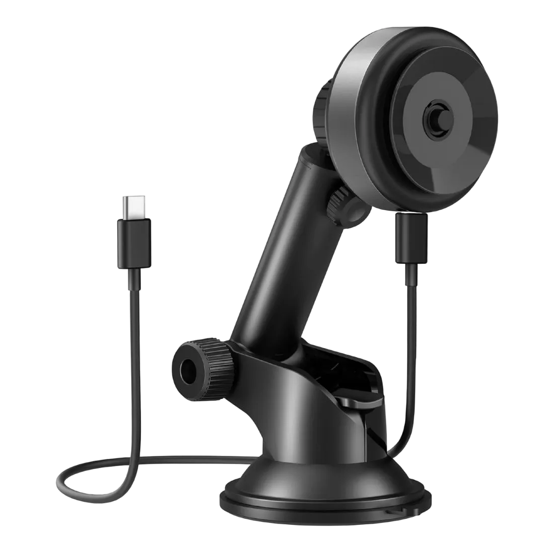 Energea Airlock Vacuum Phone Mount With 15w Wireless Charging Gunmetal Al-pm-gun