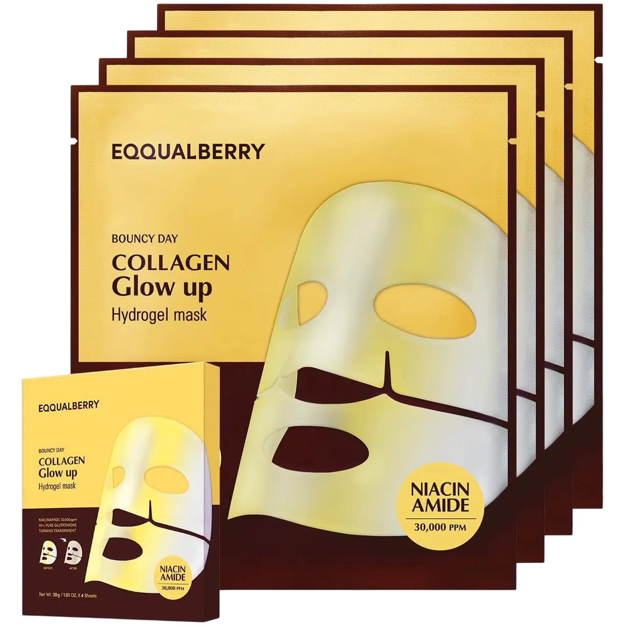 Eqqualberry Collagen Glow Up Hydrogel Mask 4ea 30g