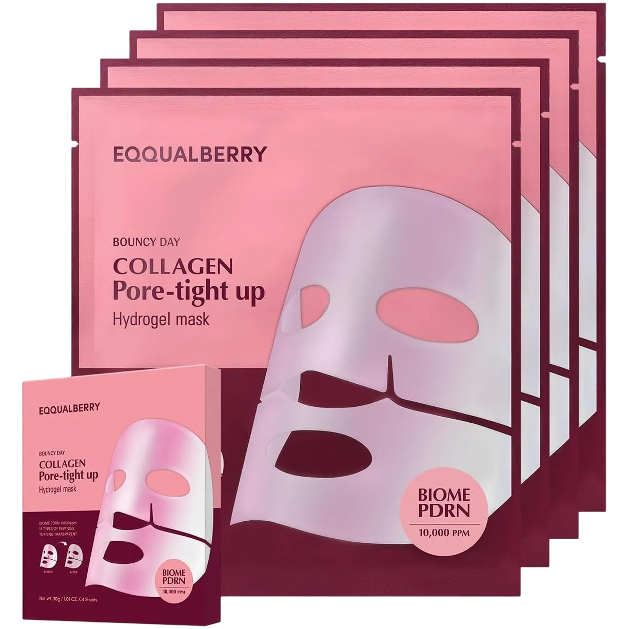 Eqqualberry Collagen Pore-tight Up Hydrogel Mask 4ea 30g