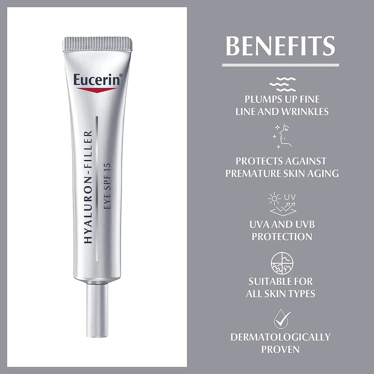 Eucerin Hyaluron-Filler Anti-Ageing Eye Cream With Hyaluronic Acid,Reduces Eye Wrinkles,Spf15,15Ml