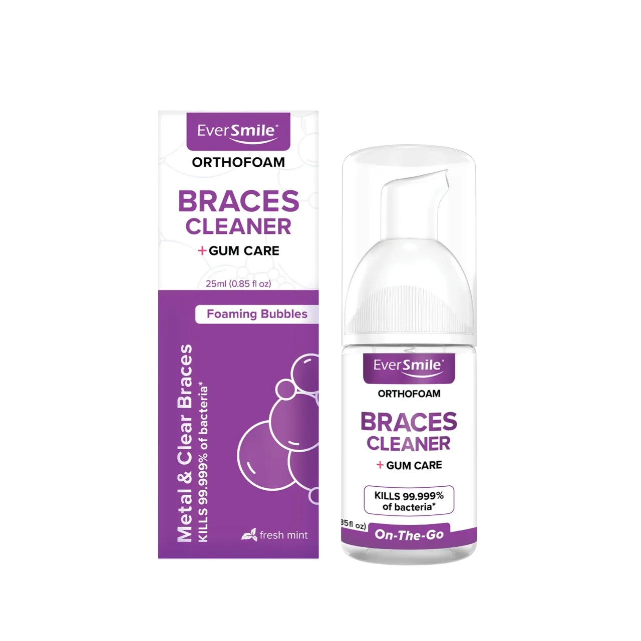 Eversmile Orthofoam Braces Cleaner, Cleans Under Metal, Ceramic Or Clear Brackets & Wires, 25ml