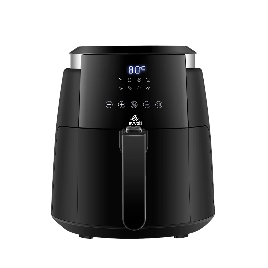 evvoli Digital Air fryer 4 Liters No Pre-Heat Needed No-Oil Frying Fast Crispy and healthy Digital Temperature Control WIth Free Coffee Maker - EVKA-AF4008D + EVKA- CO10MB