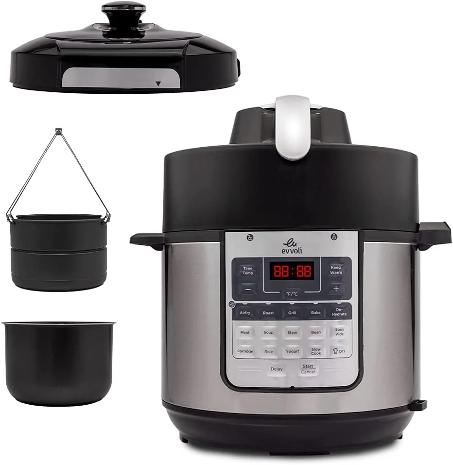 evvoli 15 In 1 Electric Pressure Cooker With Air Fryer Multi-Cooker 5.7 l 1500 kW COM6015S Black