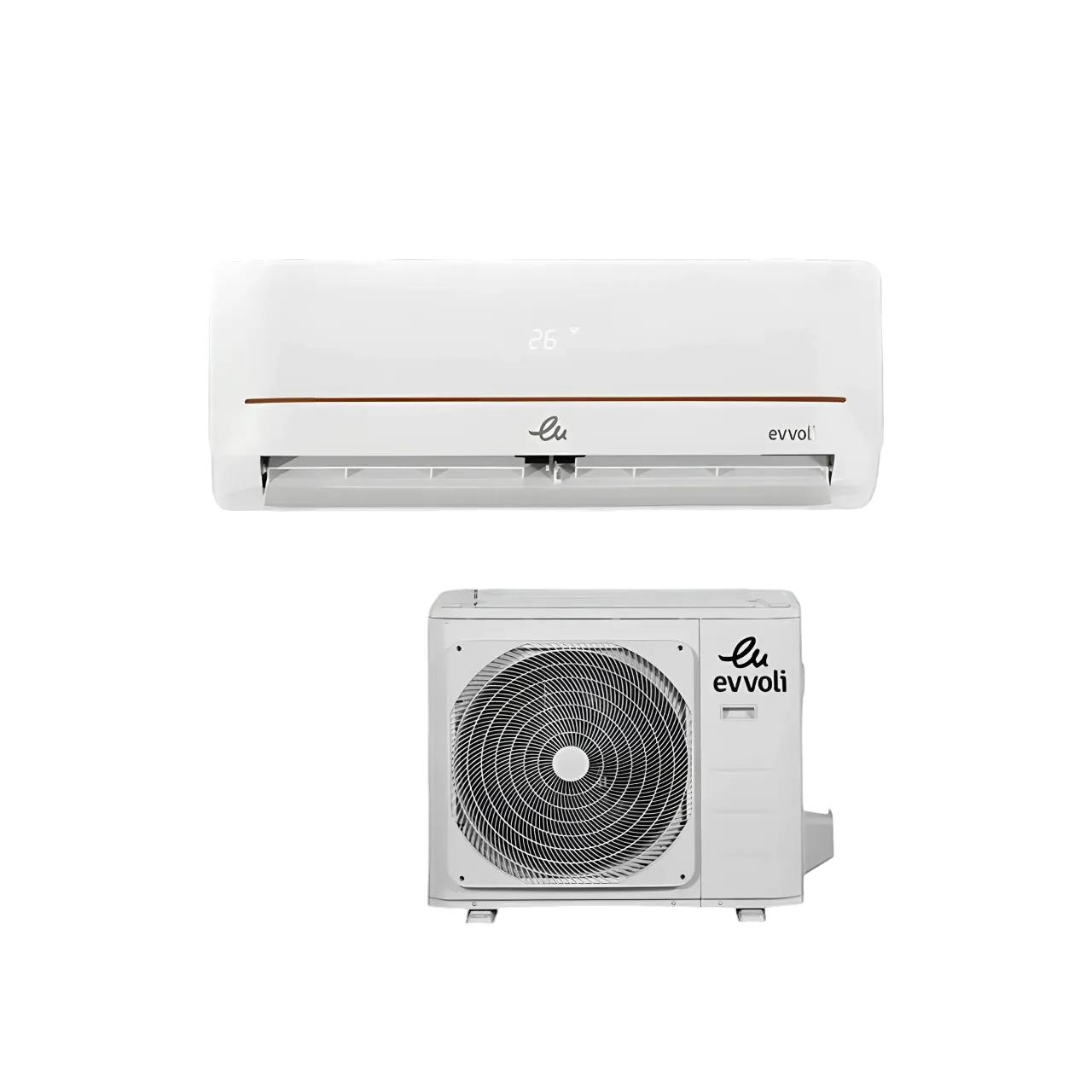 Evvoli Split Air Conditioner Only Cool Golden T3 Rotary Compressor 12000 Btu R410a 31.3 Kg Evt3-12k-md-1c