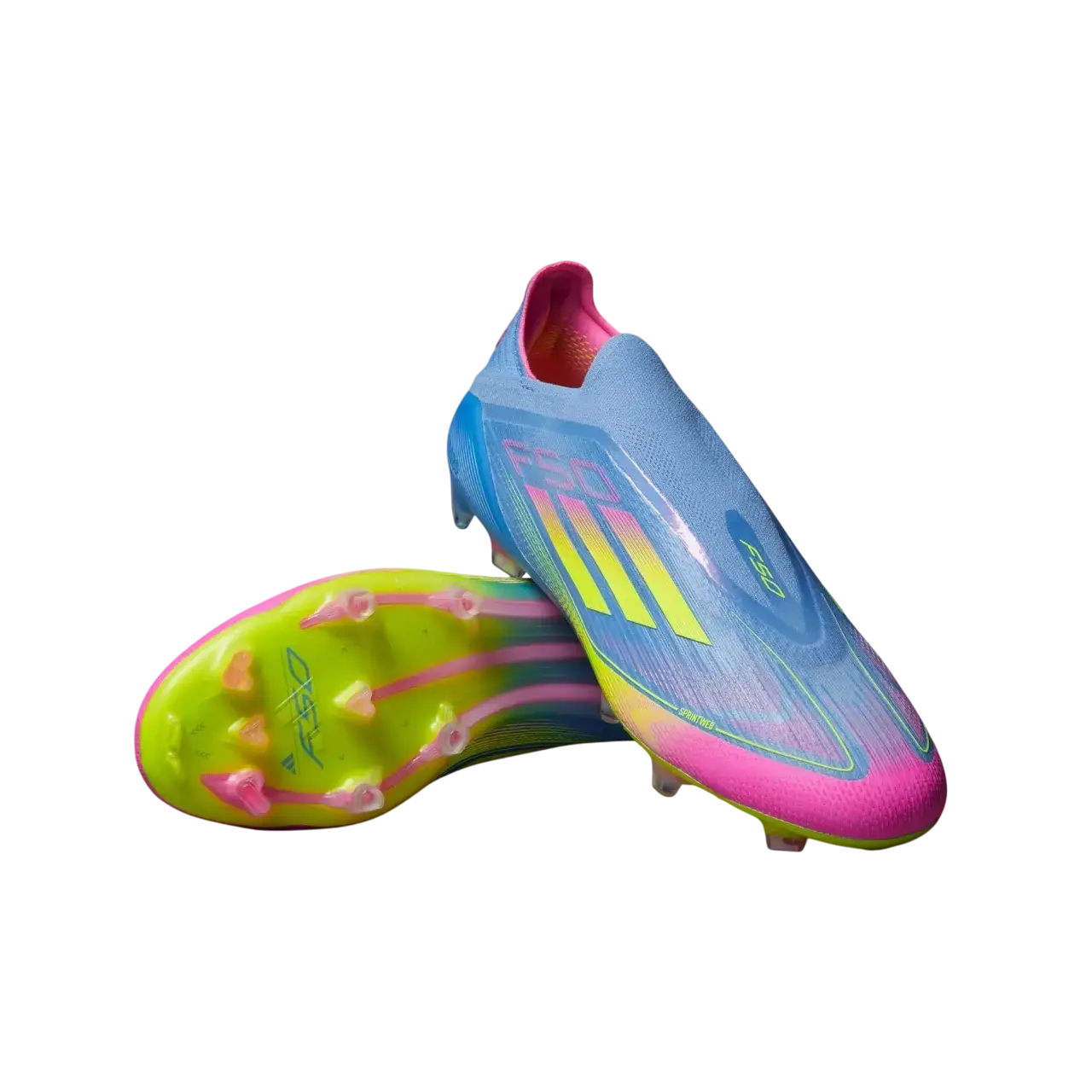Adidas F50 Elite Laceless Firm Ground Boots Blue Fusion / Lucid Lemon / Lucid Pink Size 44 2/3