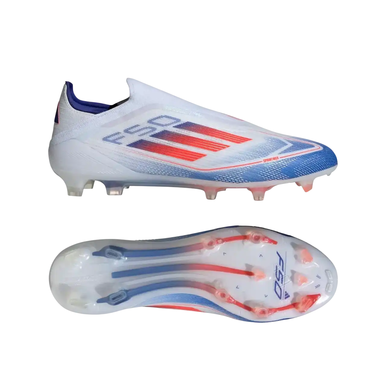 Adidas F50 Elite Laceless Firm Ground Boots Cloud White / Solar Red / Lucid Blue Size 44
