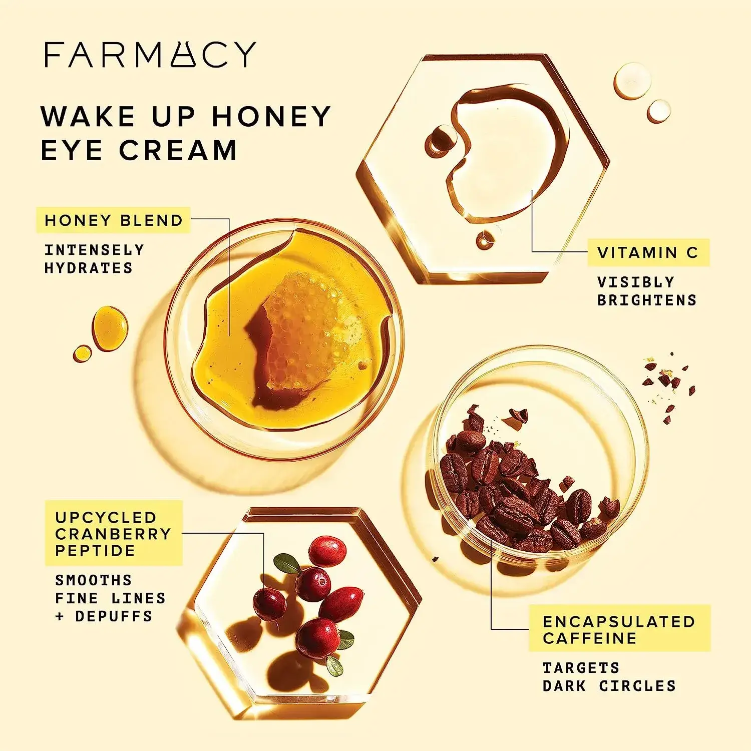 Farmacy Wake Up Honey Eye Cream Formulated With Caffeine & Vitamin C