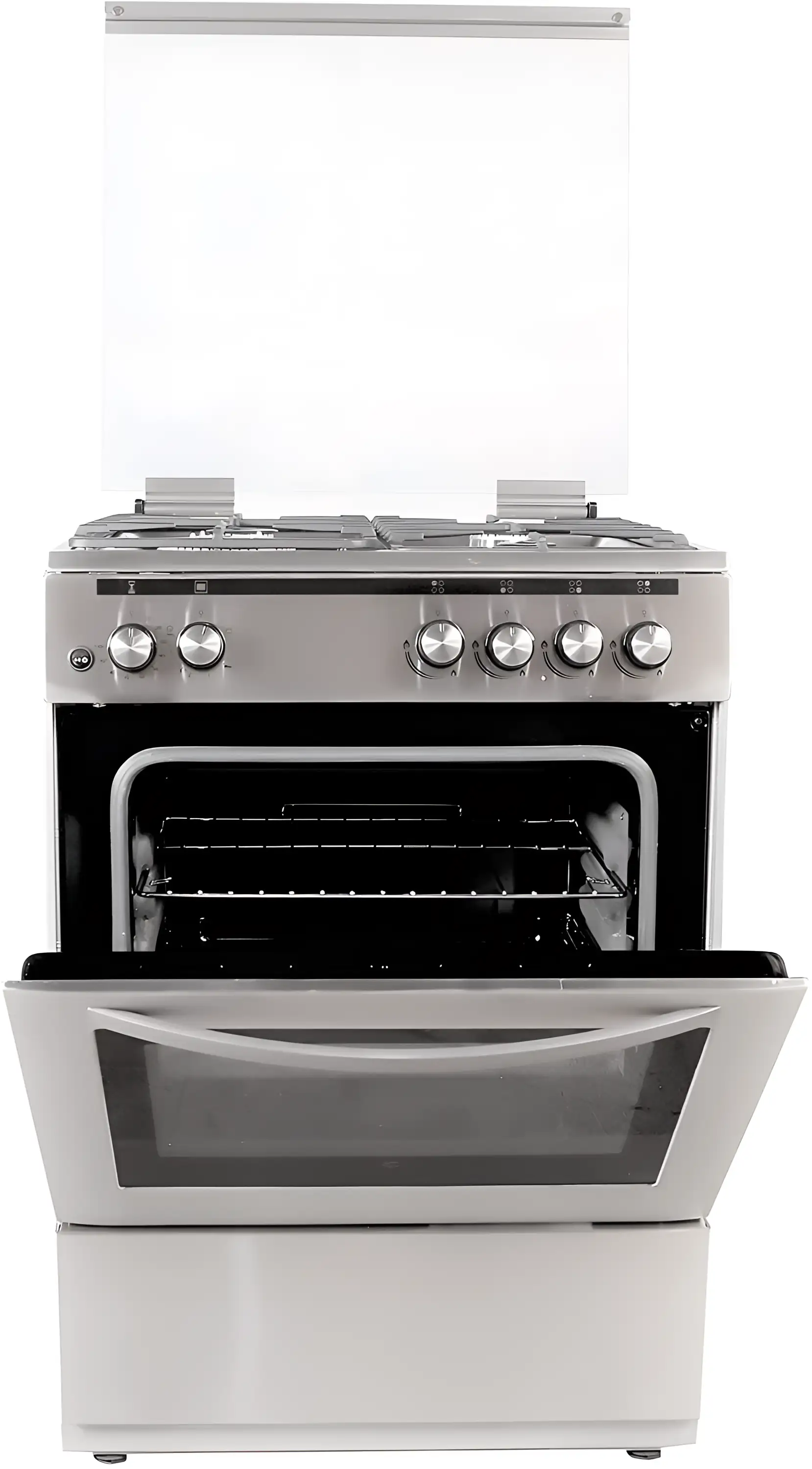 Hoover 60X60 Full Gas Cooker 3+1 Rapid Gas Burners Steel_Fgc66.02S