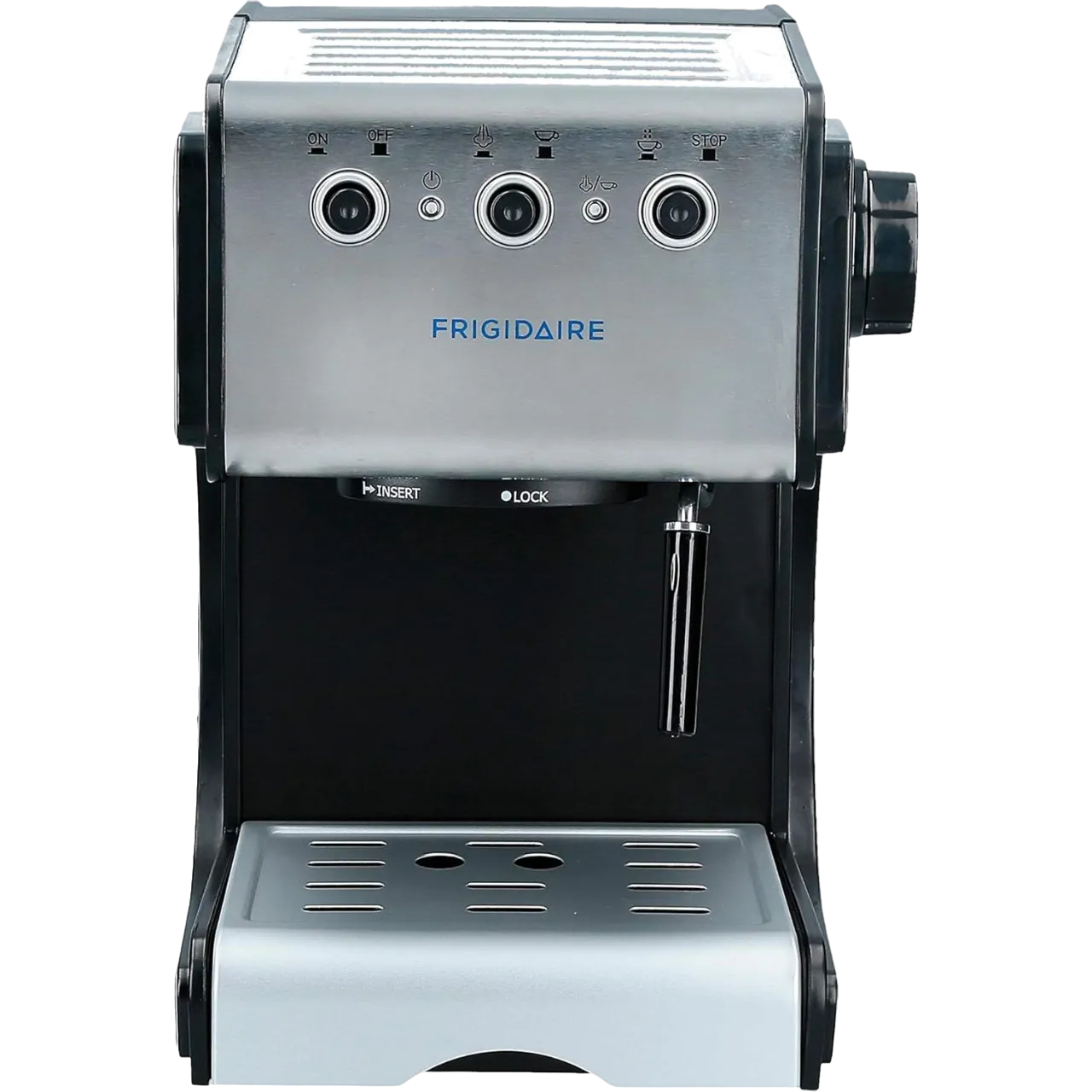 Frigidaire Espresso And Cappuccino Maker With Stainless Steel Decoration Panel 220 To 240 Volt Fd7189 Silver