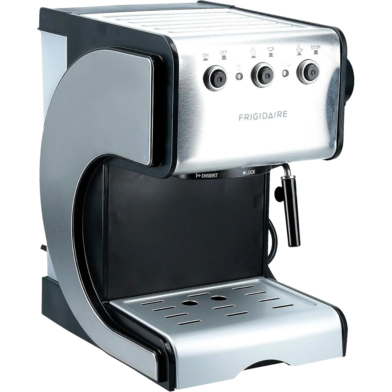 Frigidaire Espresso And Cappuccino Maker With Stainless Steel Decoration Panel 220 To 240 Volt Fd7189 Silver