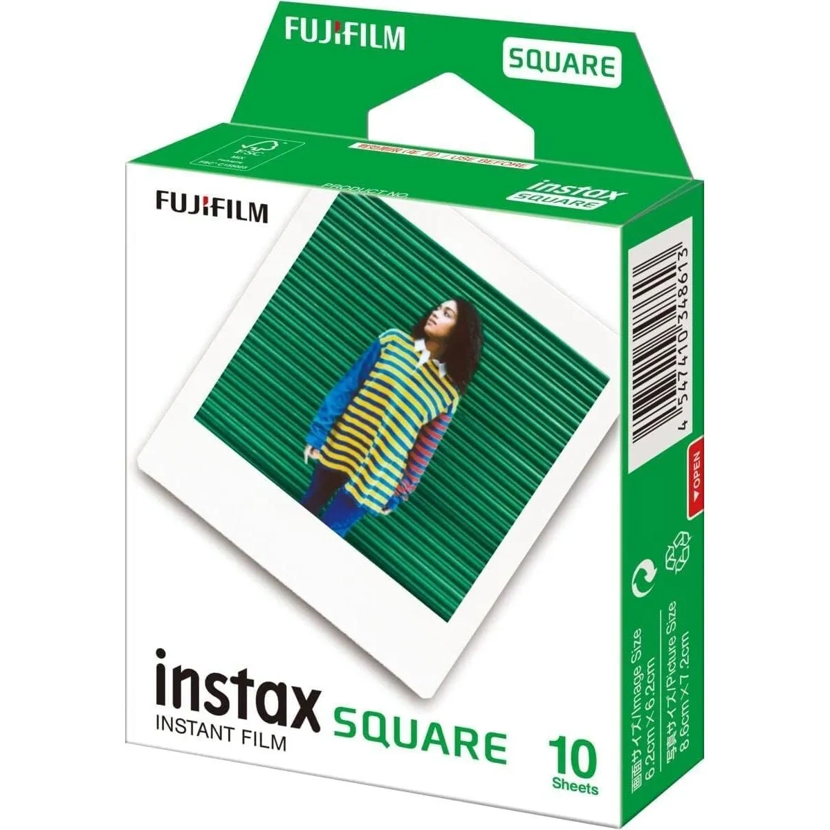 Fujifilm Instax Square Film White Border, Bundle Of 5 Packs, 50 Film