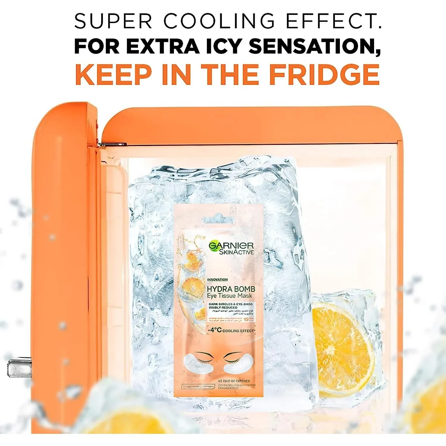 Garnier Skinactive Orange Juice Hydrating Eye Tissue Mask For Anti Dark Circles 6G, 1 Mask