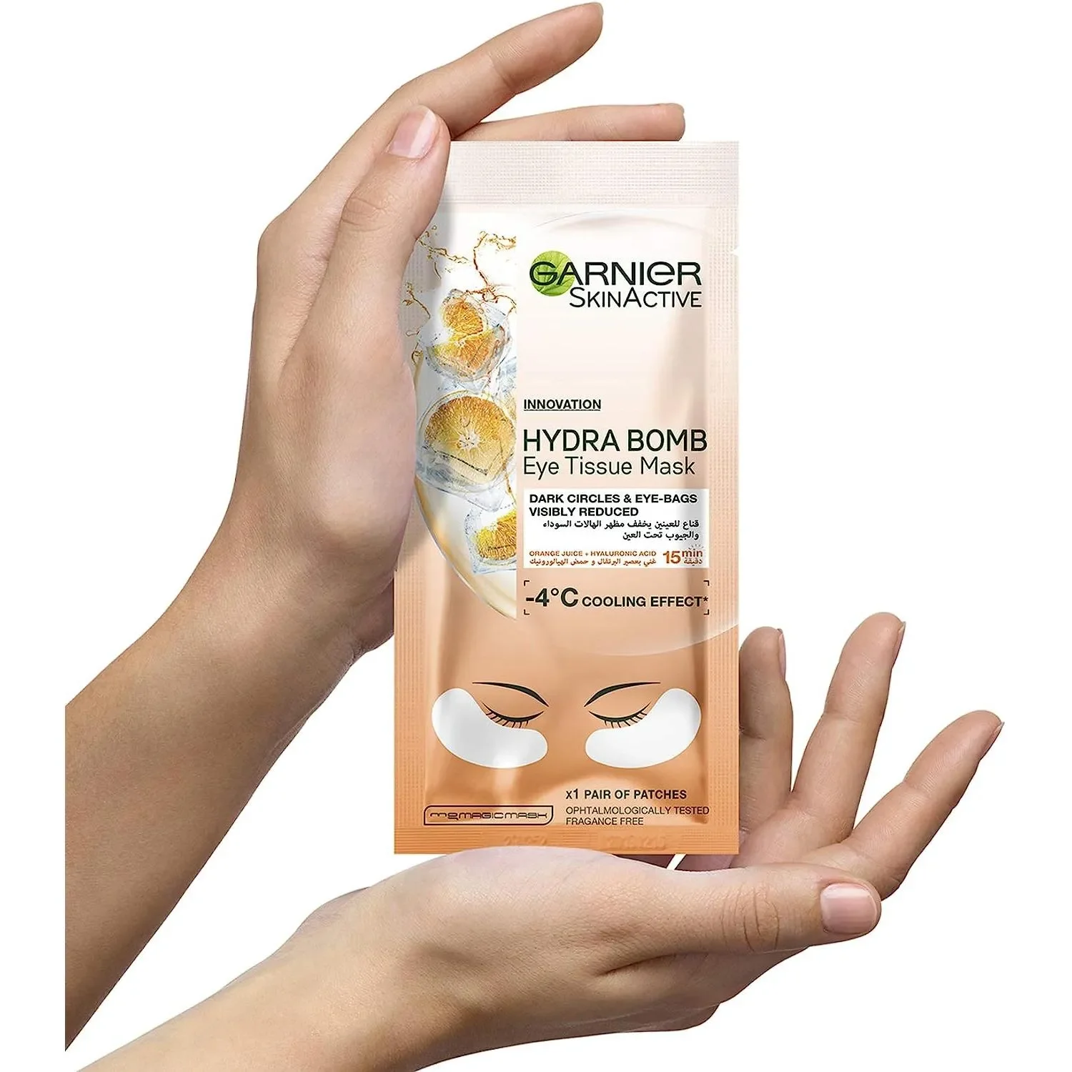 Garnier Skinactive Orange Juice Hydrating Eye Tissue Mask For Anti Dark Circles 6G, 1 Mask