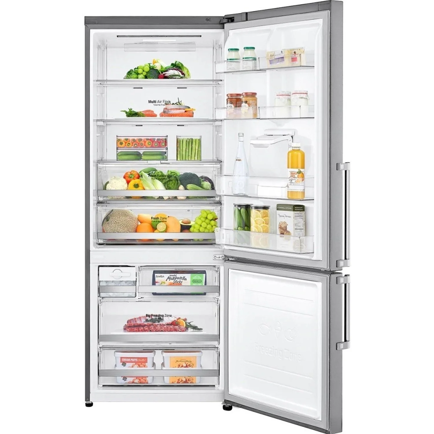 LG 446 Liter Inverter Linear Compressor Bottom Freezer Refrigerators with Water Dispenser Silver – GCF689BLCM