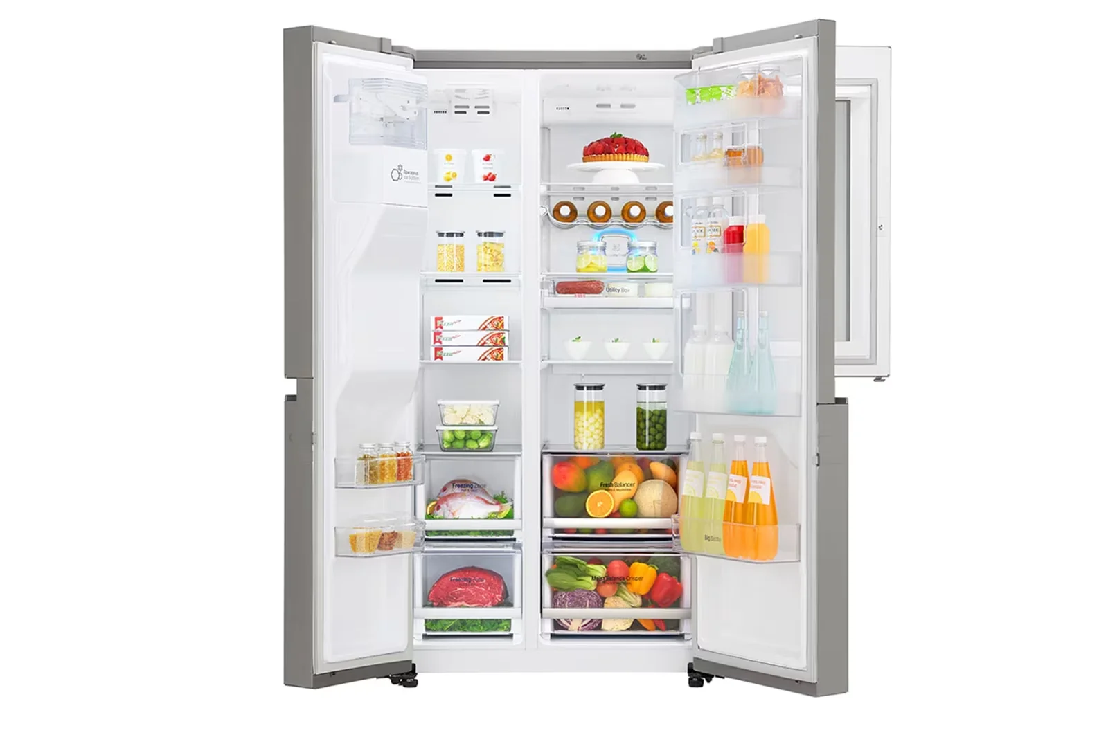 LG InstaView Door-in-Door Refrigerator, Silver Color, 668L Gross Capacity, SpacePlus Ice System & Hygiene FRESH+ GCX-267PHS