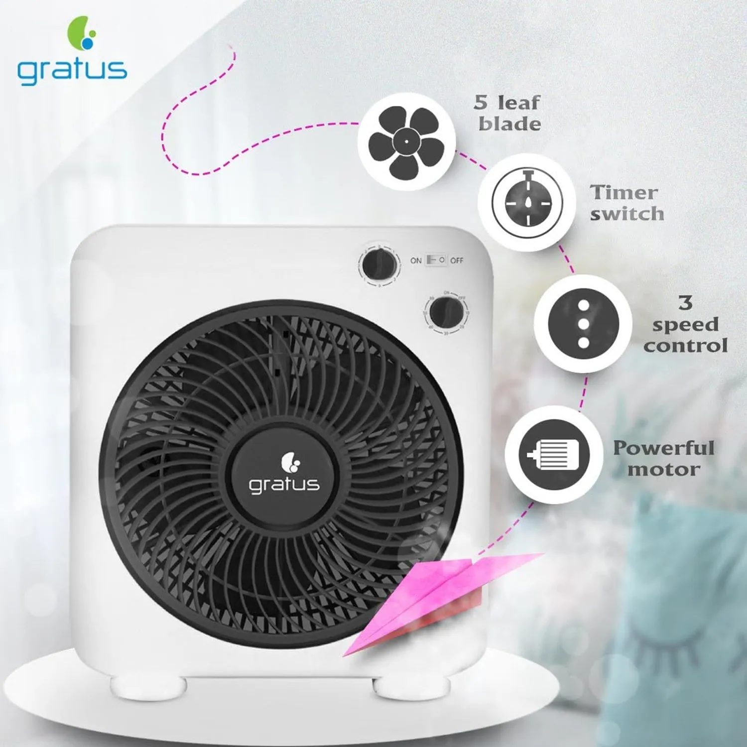 Gratus 12 inch GRBF-12AFTBM Box Electric Fan