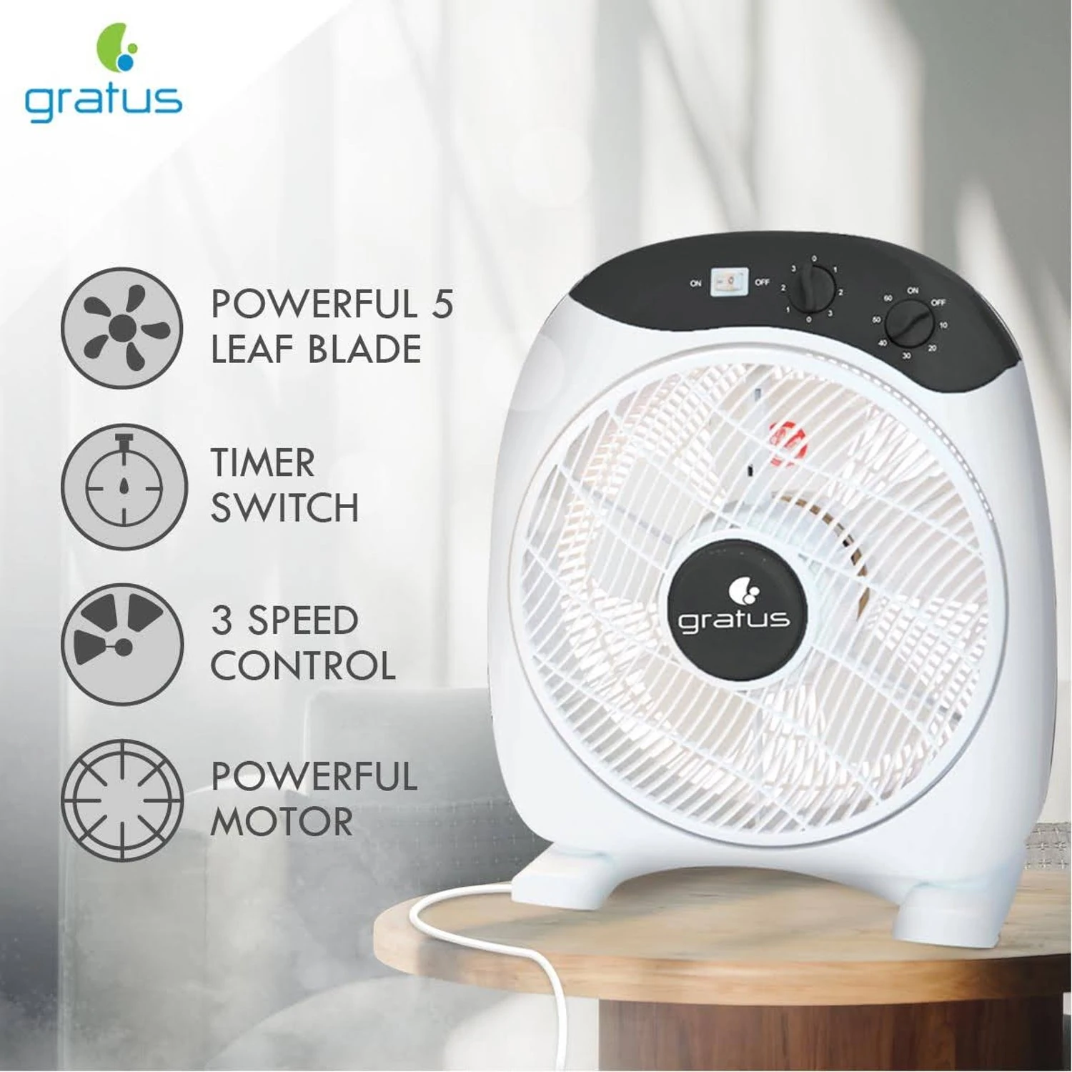 Gratus 12 inch GRBF-12FTBM Box Electric Fan